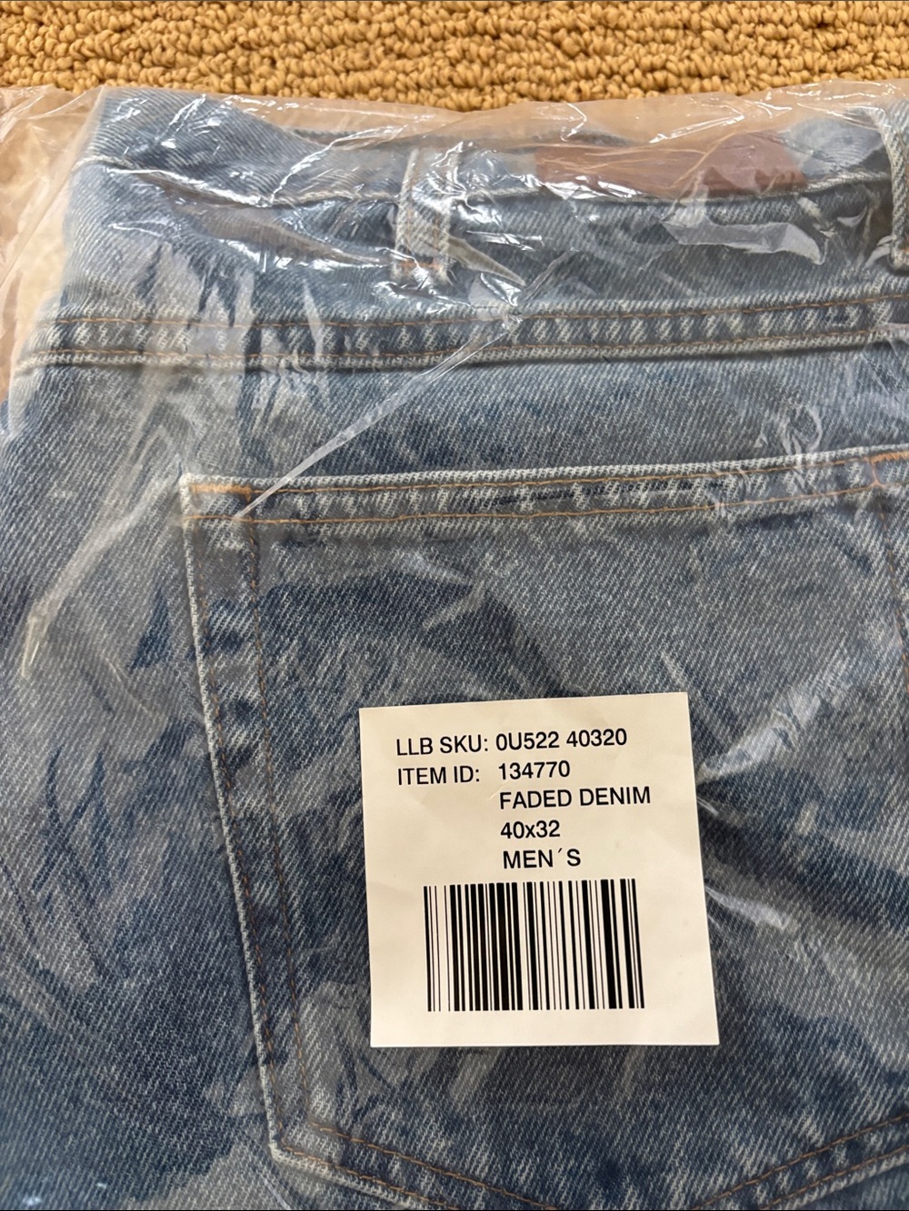 LLBean faded denim jeans 40x32